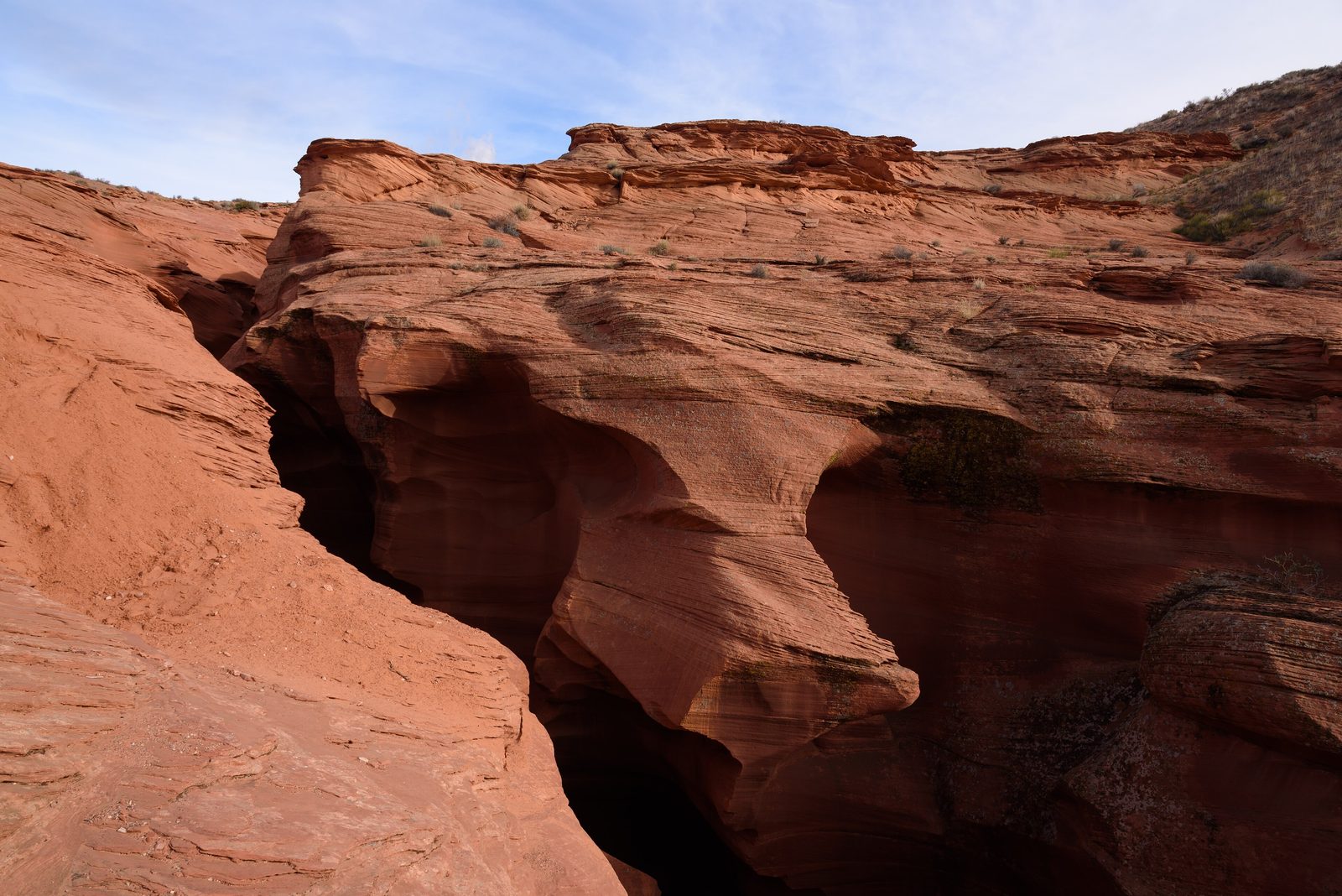 The slot of Lower Antelope Canyon seen from above