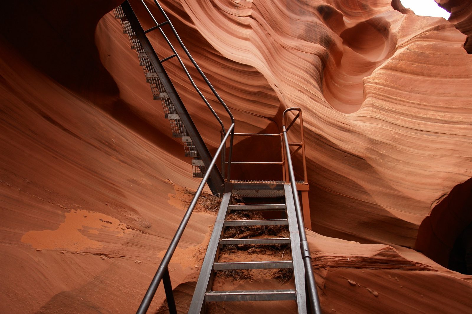 The steel stairs into Lower Antelope Canyon